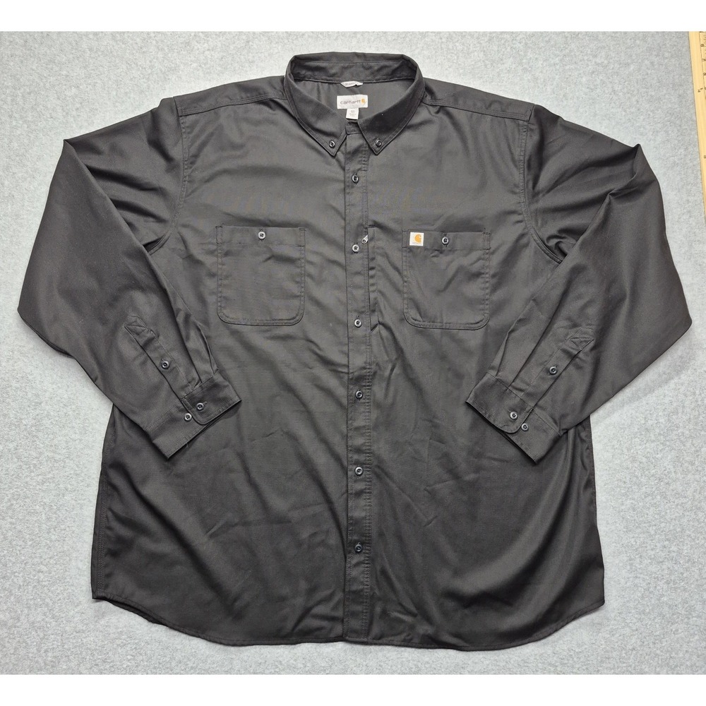 Carhartt Shirt Mens 4XLT Black Rugged Flex Work Long Sleeve Button Down